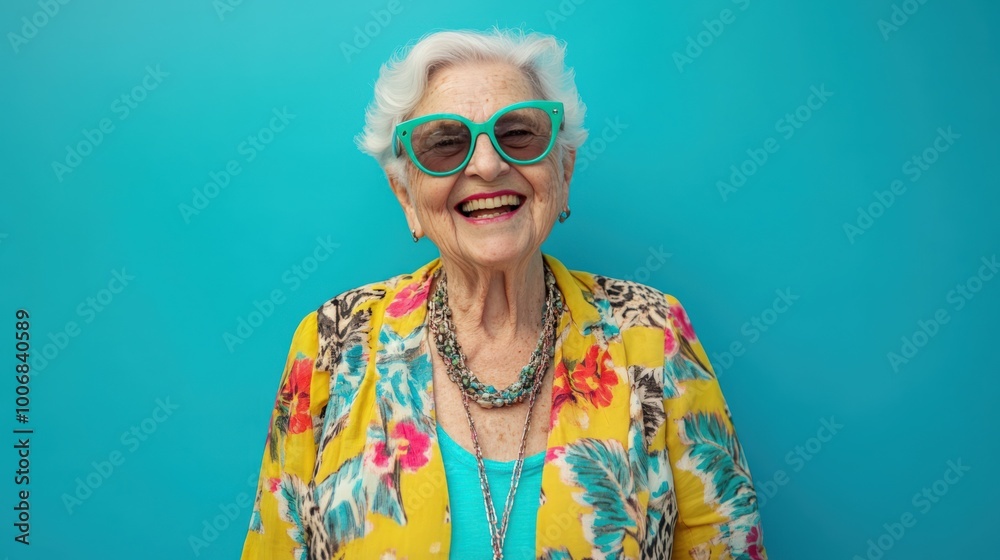 Happy Elderly Woman Radiating Positivity Happy Elderly Woman Radiating Positivity