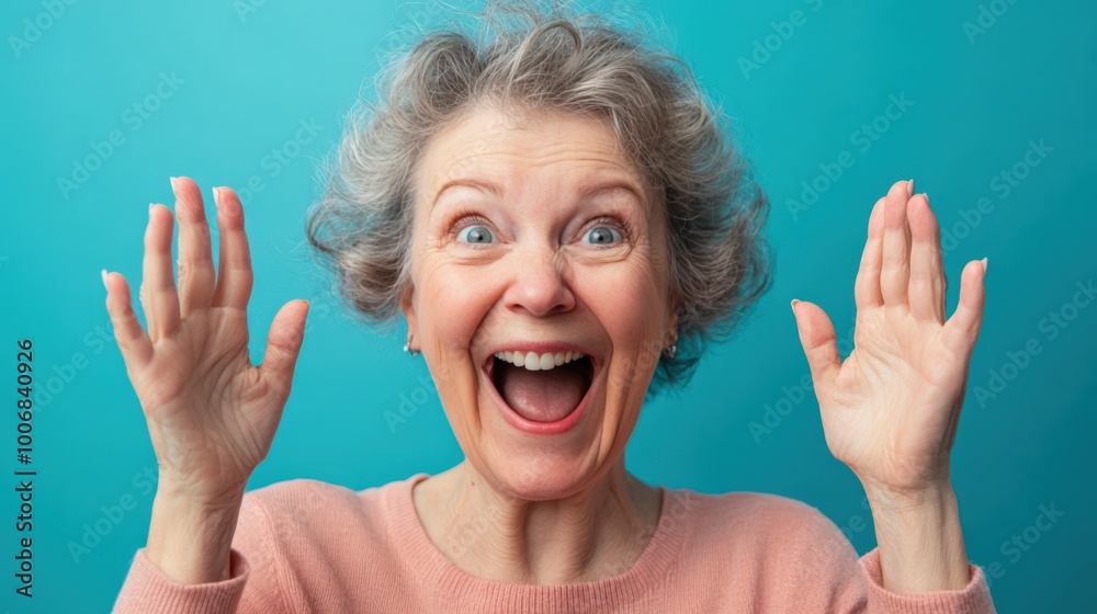 Happy Elderly Woman with an Excited Expression Happy Elderly Woman with an Excited Expression