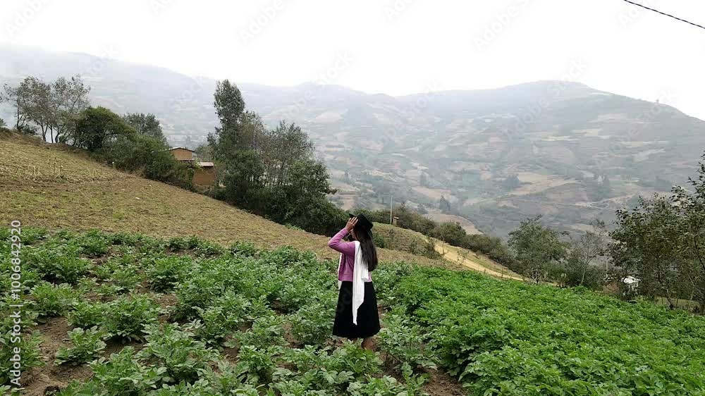 Video de una feliz y bonita campesina con un sombrero hablando por un teléfono celular en los Andes peruanos. Mujer usando teléfono móvil Video de una feliz y bonita campesina con un sombrero hablando por un teléfono celular en los Andes peruanos. Mujer usando teléfono móvil