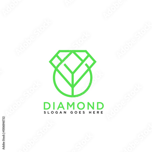 Diamond Leaf Logo Concept sign symbol icon Element Design. Jewellery, Gem, Jewelry, Nature Logotype. Vector illustration logo template