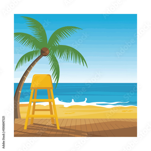 beach chair and palm tree