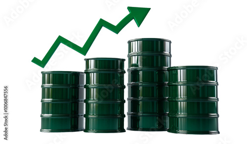 Rising oil prices and green barrels concept