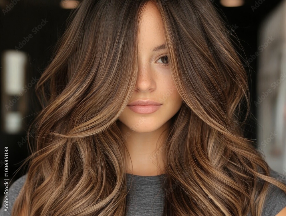 Serenity Unveiled Captivating Close-Up of Woman's Flowing Hair in Warm Brown Tones - Tranquil Beauty Concept Serenity Unveiled Captivating Close-Up of Woman's Flowing Hair in Warm Brown Tones - Tranquil Beauty Concept