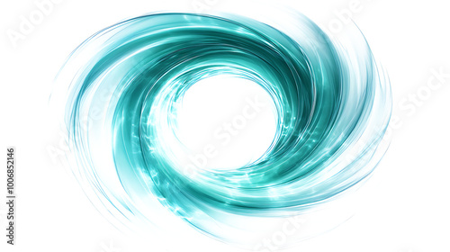 Blue green round swirl of light isolated on white and transparent background 