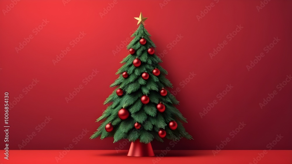 christmas tree on red background christmas tree on red background