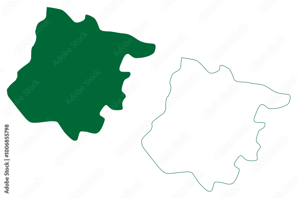 Tenkasi district (Tamil Nadu State, Republic of India) map vector illustration, scribble sketch Tenkasi map Tenkasi district (Tamil Nadu State, Republic of India) map vector illustration, scribble sketch Tenkasi map