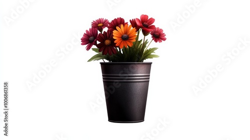 Autumn Blooms in Black Vase 