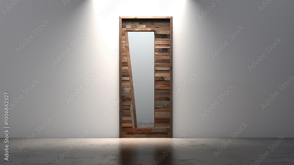 room with door and window,generative ai illustration room with door and window,generative ai illustration