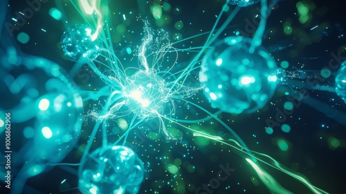 nuclear fission inside a reactor, showing neutrons splitting uranium atoms with bursts of energy