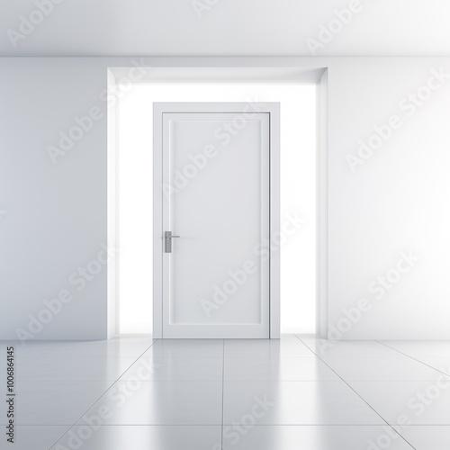 empty room with white door,generative ai illustration