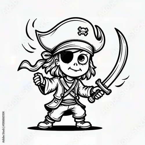 Cute Pirate Kid Coloring Page photo