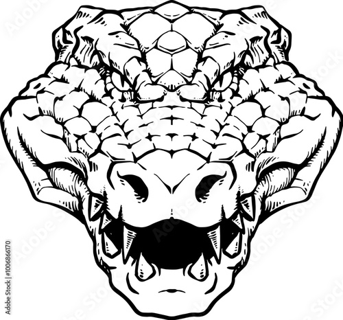 black and white crocodile head