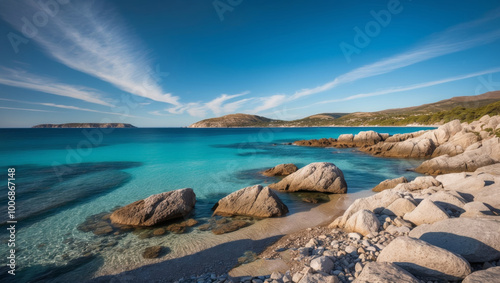 Rocky Shoreline with Clear Waters on Jura Island. photo