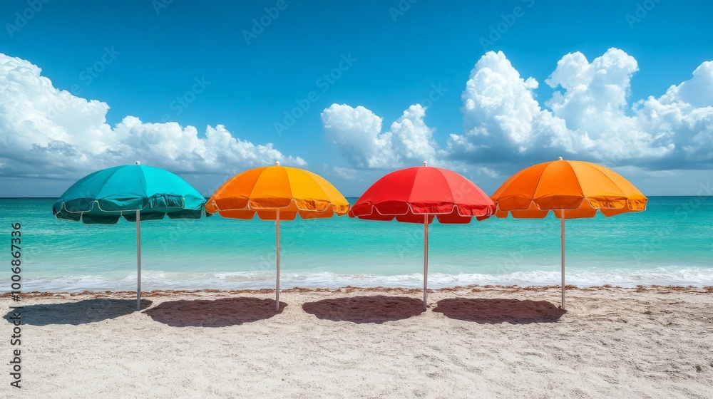 Stripy parasols on miami beach Stripy parasols on miami beach