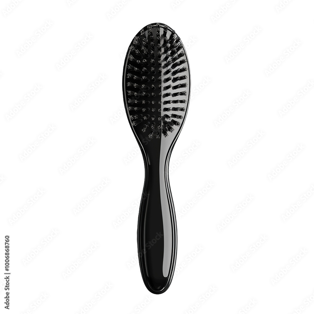 hairbrush with a small oval shape black rubber cushion and short boar bristles hairbrush with a small oval shape black rubber cushion and short boar bristles