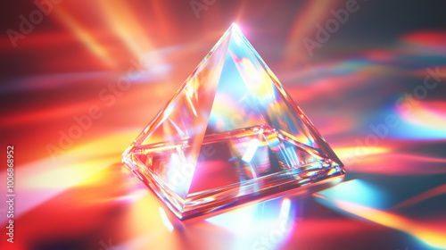 A stunning high-resolution image of light passing through a prism, creating vibrant and colorful reflections with high contrast and saturation..