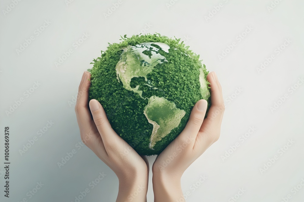 Hands Gently Holding a Thriving Lush Green Planet Earth A Powerful Graphic Showcasing the Importance of Environmental Conservation and Sustainability on Earth Day Hands Gently Holding a Thriving Lush Green Planet Earth A Powerful Graphic Showcasing the Importance of Environmental Conservation and Sustainability on Earth Day