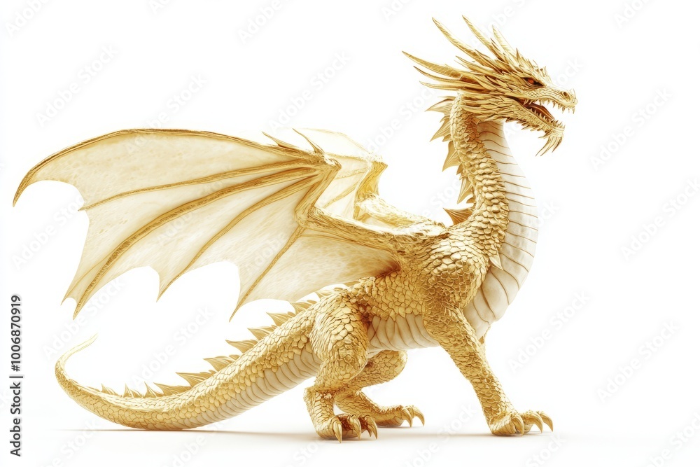 Fototapeta premium Majestic Golden Dragon Illustration