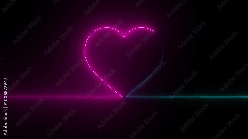 Animation Neon light heart Romantic background - Love and romance sign 4k footage dark background Animation Neon light heart Romantic background - Love and romance sign 4k footage dark background