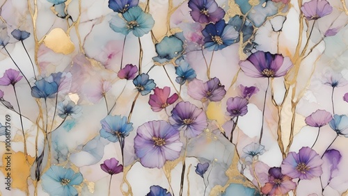 抽象的なアート: ゴールドアクセントと宝石のような抽象デザイン、クリエイティブな背景や装飾に最適

