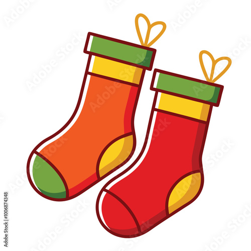 Christmas Stockings vector icon illustration on white background.