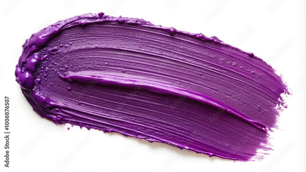 Soft, abstract purple paint swatch with a smeared makeup texture. Matte cosmetic stain effect on a clean, minimal white background Soft, abstract purple paint swatch with a smeared makeup texture. Matte cosmetic stain effect on a clean, minimal white background