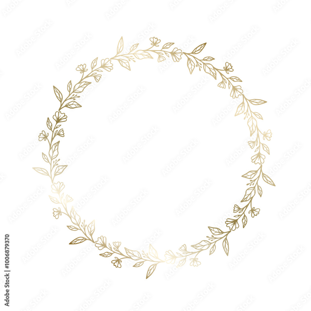 Botanical wreath gold hand drawn floral frame Botanical wreath gold hand drawn floral frame