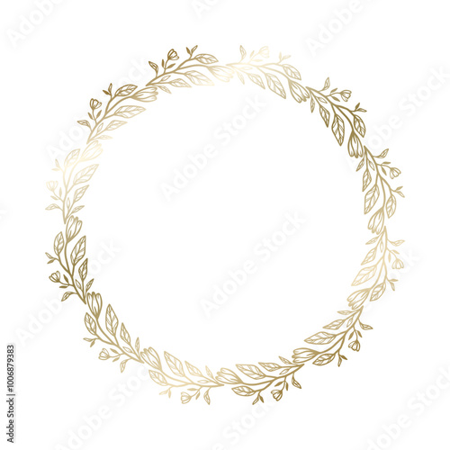 Golden botanical wreath frame