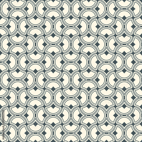 Ogee drop ornament. Repeated maroccan scales mosaic tiles. Scallop shapes motif. Oriental traditional pattern. Arabesque wallpaper. Vector digital paper, textile print. Seamless surface design