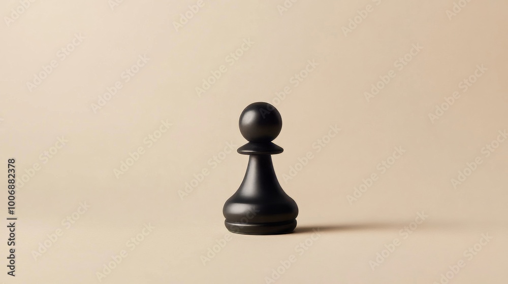 Studio Shot of Black Chess Pawn on Cream Background, Representing the Start of Strategy Studio Shot of Black Chess Pawn on Cream Background, Representing the Start of Strategy
