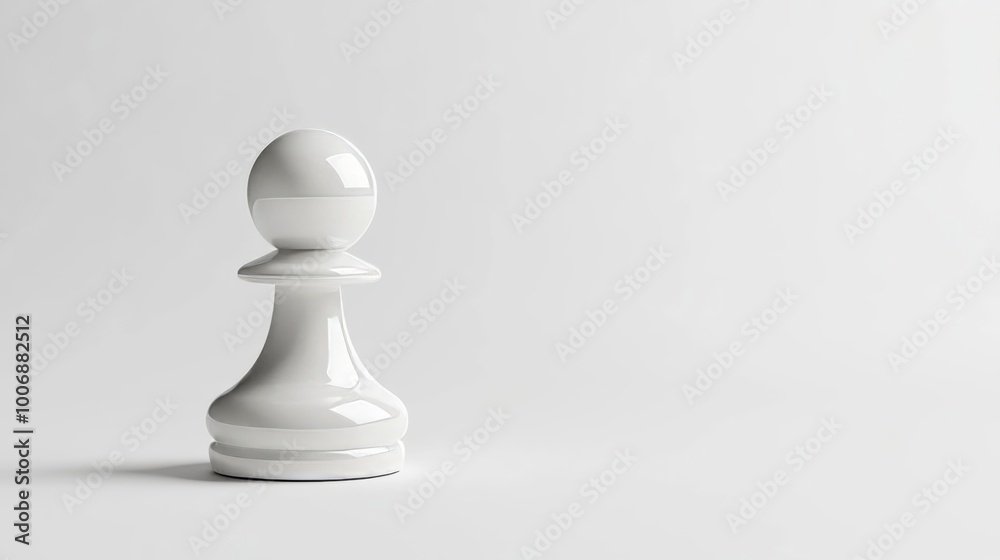 Simplicity and Potential Symbolized by Single White Chess Pawn in Studio Setting Simplicity and Potential Symbolized by Single White Chess Pawn in Studio Setting