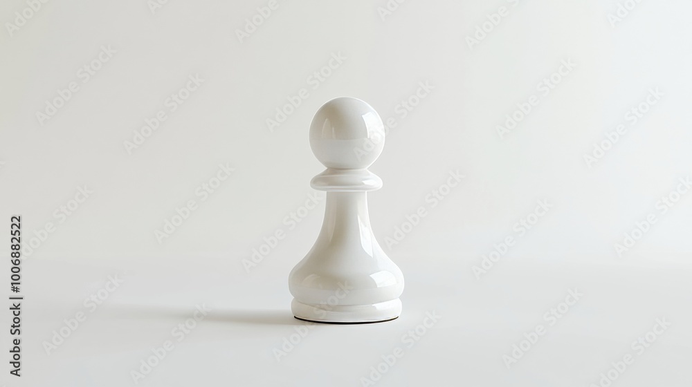 Clean and Minimalist Studio Shot of White Chess Pawn, Highlighting Elegance and Simplicity Clean and Minimalist Studio Shot of White Chess Pawn, Highlighting Elegance and Simplicity
