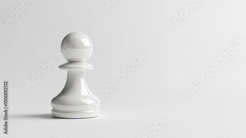 Simplicity and Potential Symbolized by Single White Chess Pawn in Studio Setting