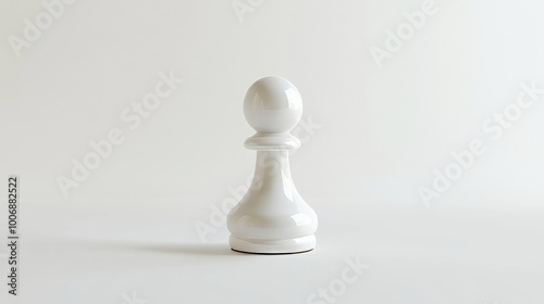 Clean and Minimalist Studio Shot of White Chess Pawn, Highlighting Elegance and Simplicity