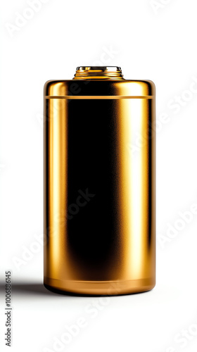 Gold battery on a white isolated background.