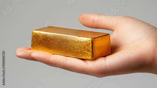 Bar gold on hand. Investment economy