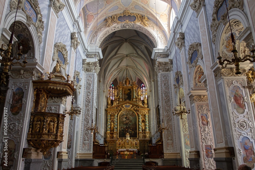 Fototapeta premium Interior and altair of Gottweig Abbey, Austria