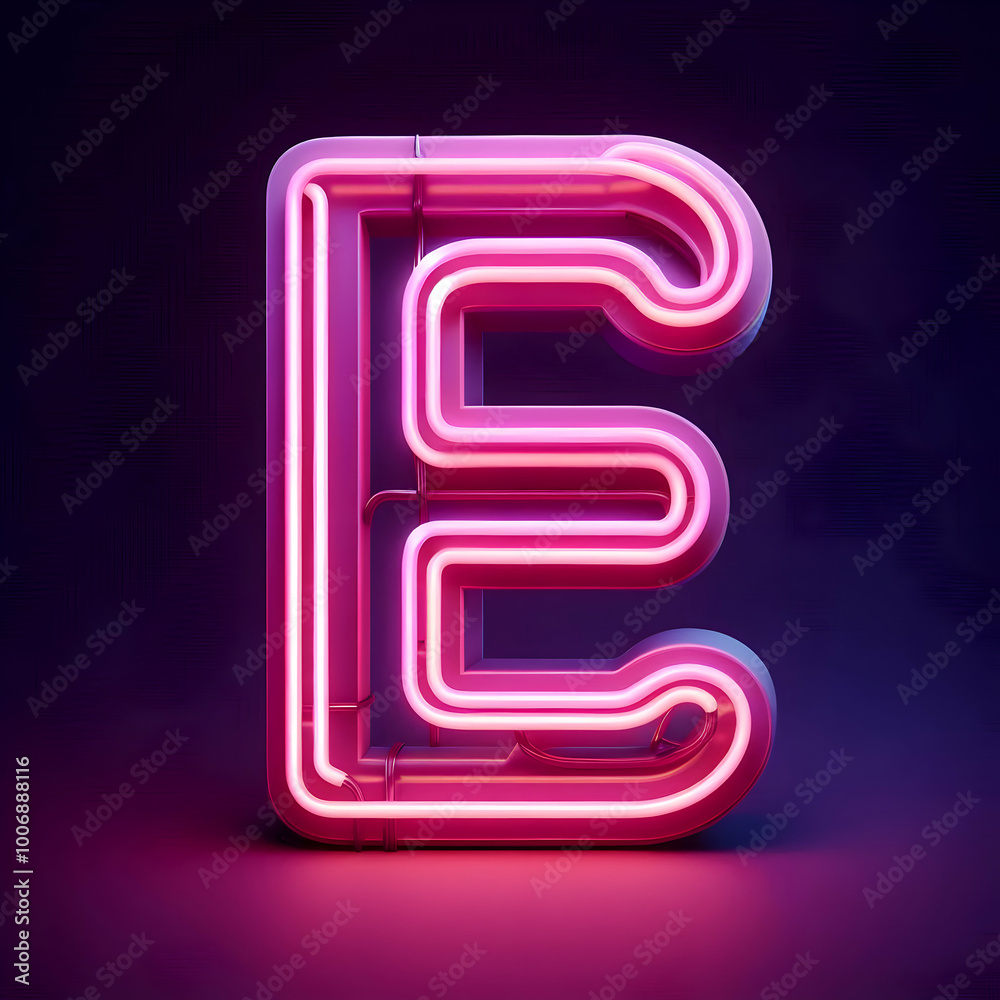 3d pink neon letter E 3d pink neon letter E
