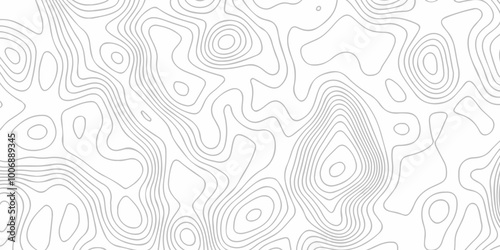 Topographic map background geographic line map with seamless ornament design. The black on white contours vector topography stylized height of the lines map.	