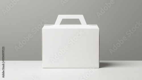 Unprinted offset box with a retractable handle for easy carrying, showcasing a minimalist design retractable handle, minimalist packaging