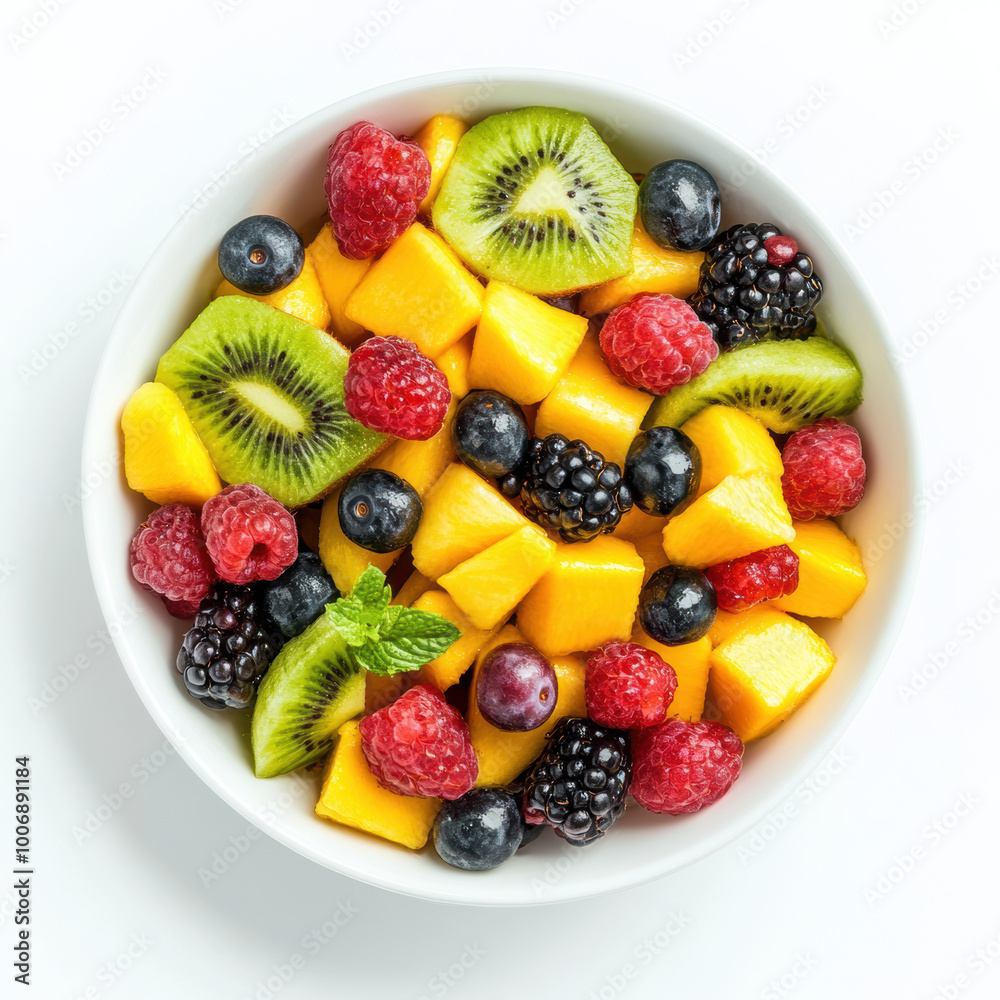 Fresh Mixed Fruit Salad with Mango, Kiwi, Berries, and Peaches. Fresh Mixed Fruit Salad with Mango, Kiwi, Berries, and Peaches.