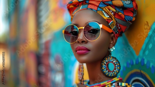 Powerful Woman in Vibrant African Colors