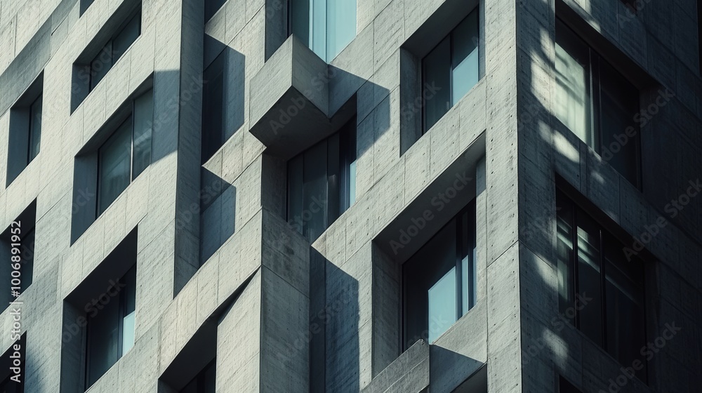 Modern Geometric Facade of Urban Building Modern Geometric Facade of Urban Building