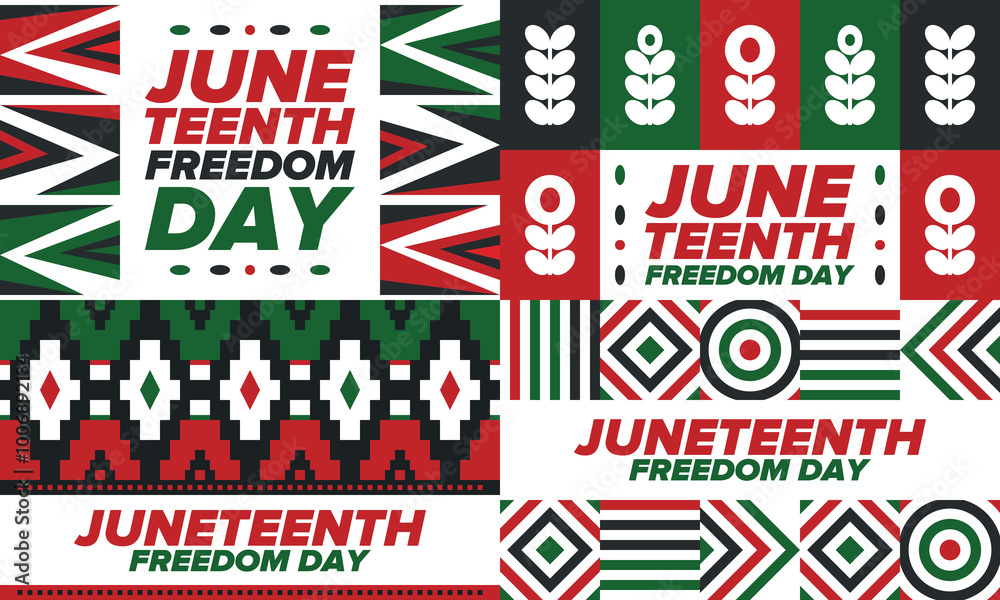 Juneteenth Independence Day. Freedom or Emancipation day. Annual american holiday, celebrated in June 19. African-American history and heritage. Poster, greeting card, banner and background. Vector Juneteenth Independence Day. Freedom or Emancipation day. Annual american holiday, celebrated in June 19. African-American history and heritage. Poster, greeting card, banner and background. Vector