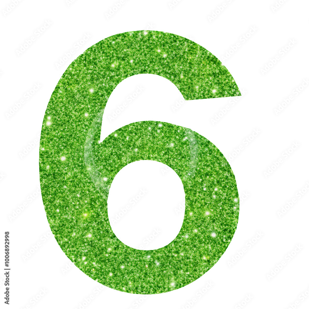 Green Glitter Number 7