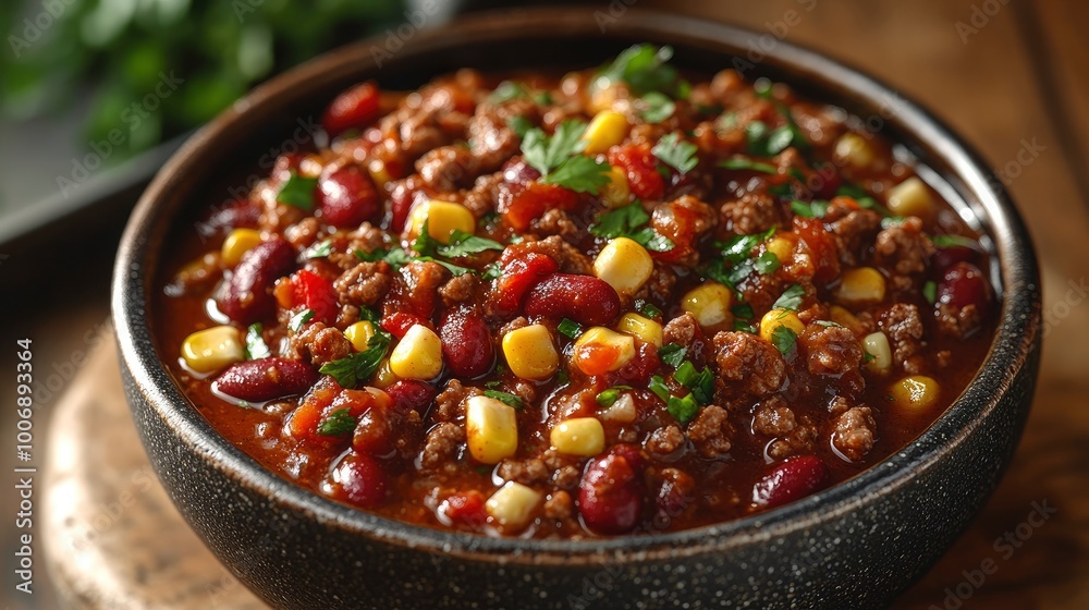 Close-up of Chili Con Carne in a Bowl Close-up of Chili Con Carne in a Bowl