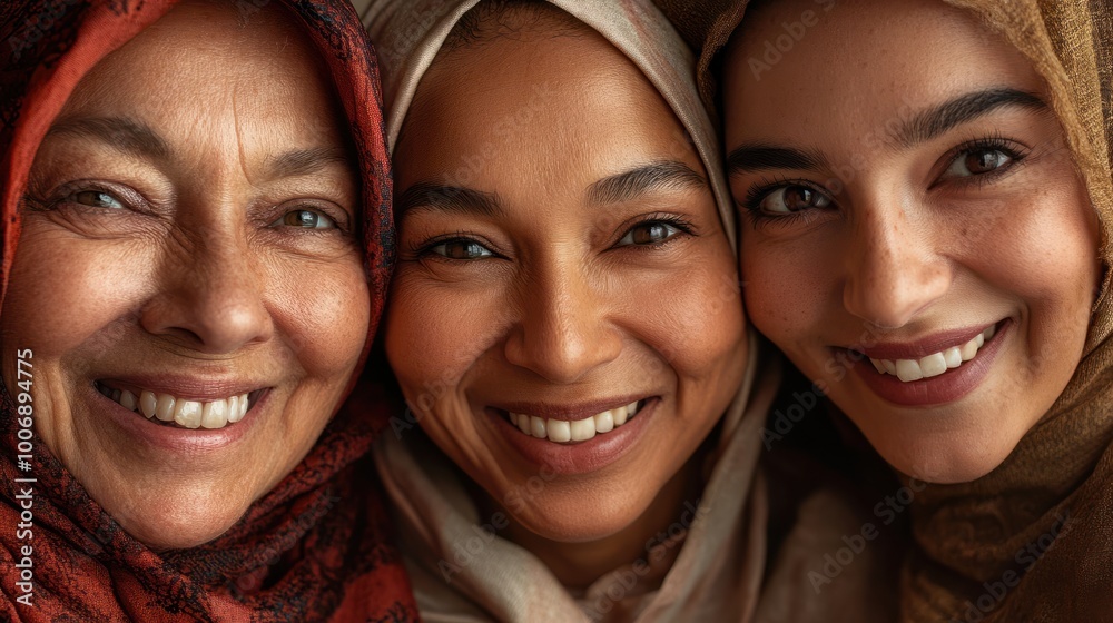 collage of three generations of women of different ethnicities smiling together collage of three generations of women of different ethnicities smiling together