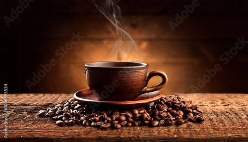 cup of coffee with beans