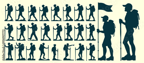 Silhouette Design of Hiking Standing with Backpack Symbolizing Extreme Adventure in Lifestyle