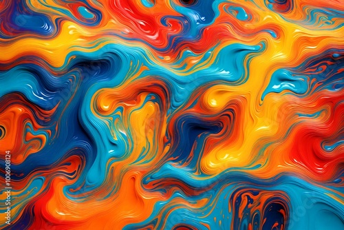 Beautiful abstract composition of artistic colorful splashes of liquid acrylic paint